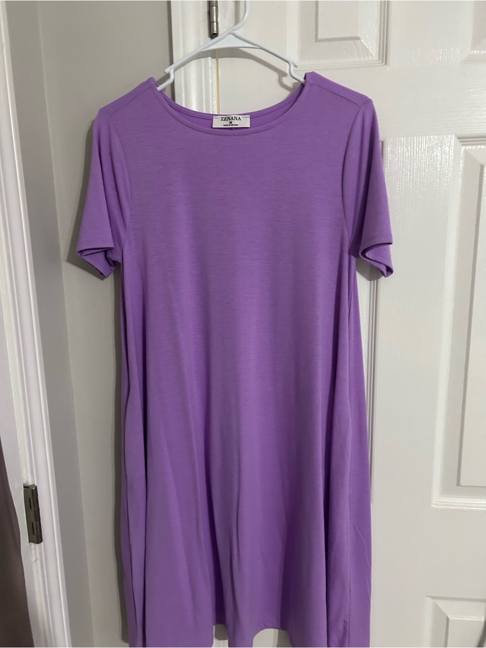 Zenana Outfitters Purple Crew Neck Short Sleeve Top